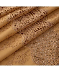 Rt Designers Collection Debbie Macrame Construction 3" Rod Pocket Curtain Panel 54" x 90" Gold/Gold