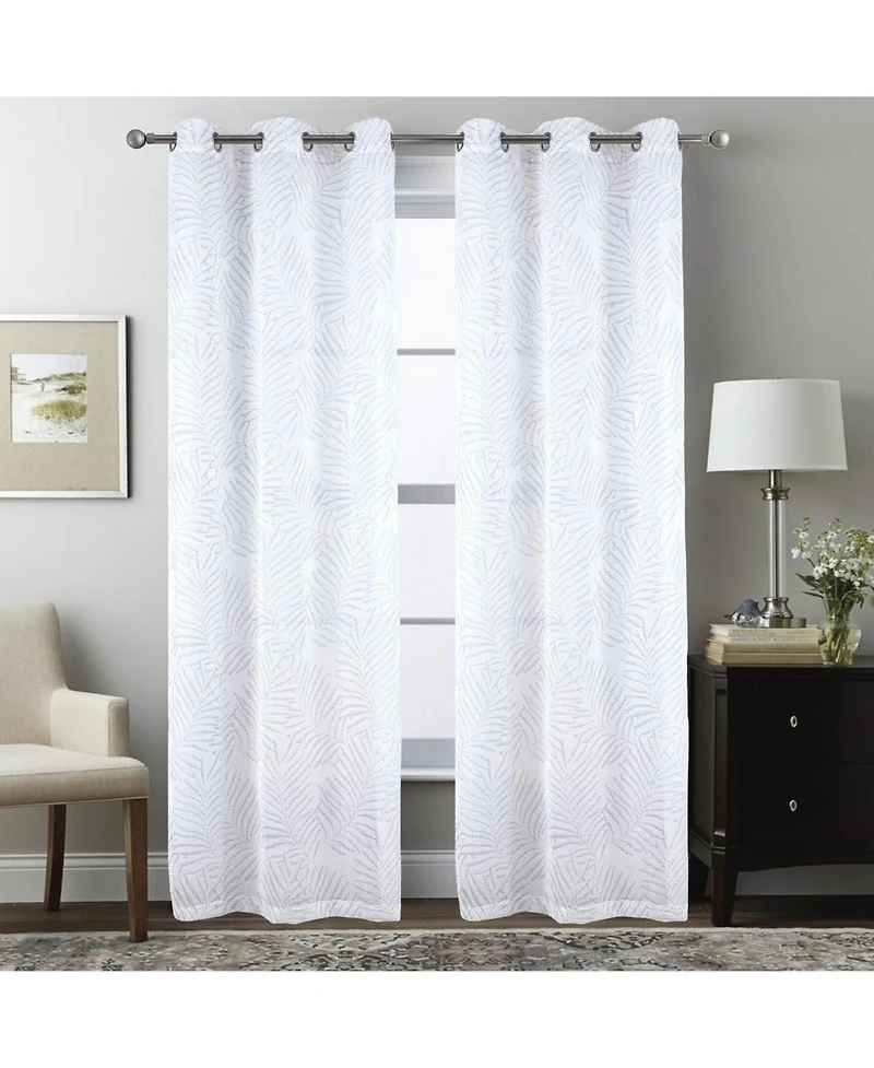 Rt Designers Collection Faye Grommet Metallic Sheer Printed Doily Curtain Panel