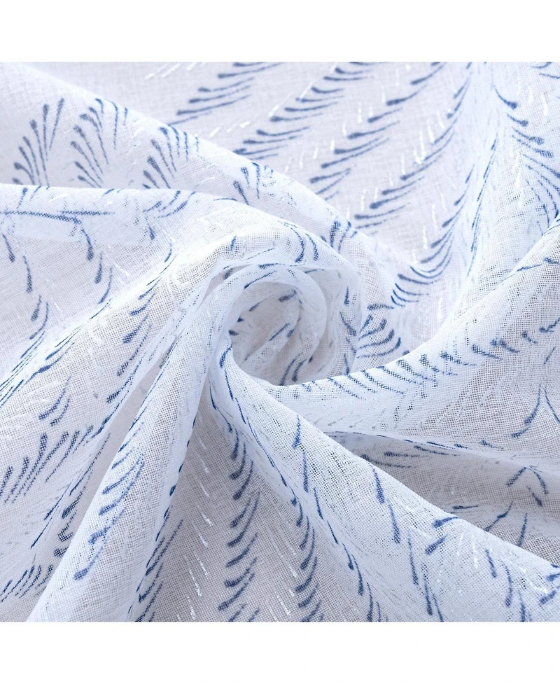 Rt Designers Collection Faye Grommet Metallic Sheer Printed Doily Curtain Panel 54" x 95" Blue