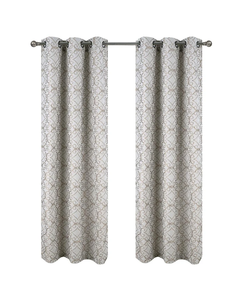Rt Designer Collection Woodbridge Jacquard Grommet Luxurious Modern Design Curtain Panel 54" x 84" Taupe