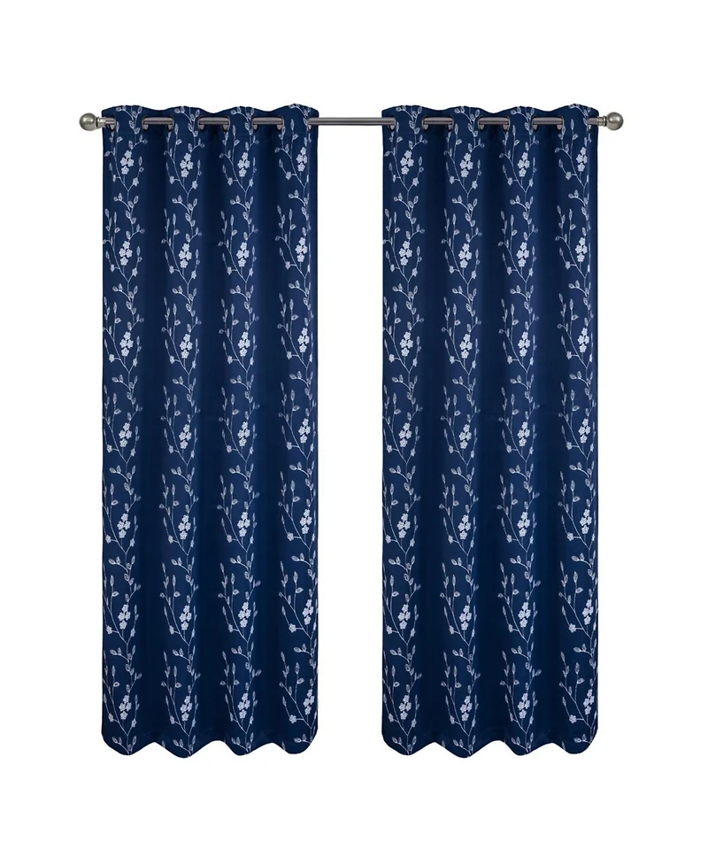 Rt Designer Collection Lilian Embroidered Blackout Luxurious Decorative Grommet Curtain Panel