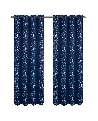 Rt Designer Collection Lilian Embroidered Blackout Luxurious Decorative Grommet Curtain Panel