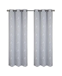 Rt Designer Collection Lilian 2 Pack Embroidered Blackout Luxurious Decorative Grommet Curtain Panel 36" x 84" Silver