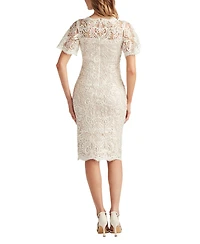 Tadashi Shoji Women's Arnett Embroidered Flutter Sleeve Dress