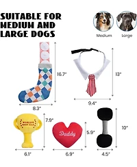 Nocciola 5 Pcs Father's Day Plush Dog Toys, Father's Day Gift, Interactive Dog Toys with Giggle Crinkle Squeaky Sounds, Birthday Gift, Gifts from Daug