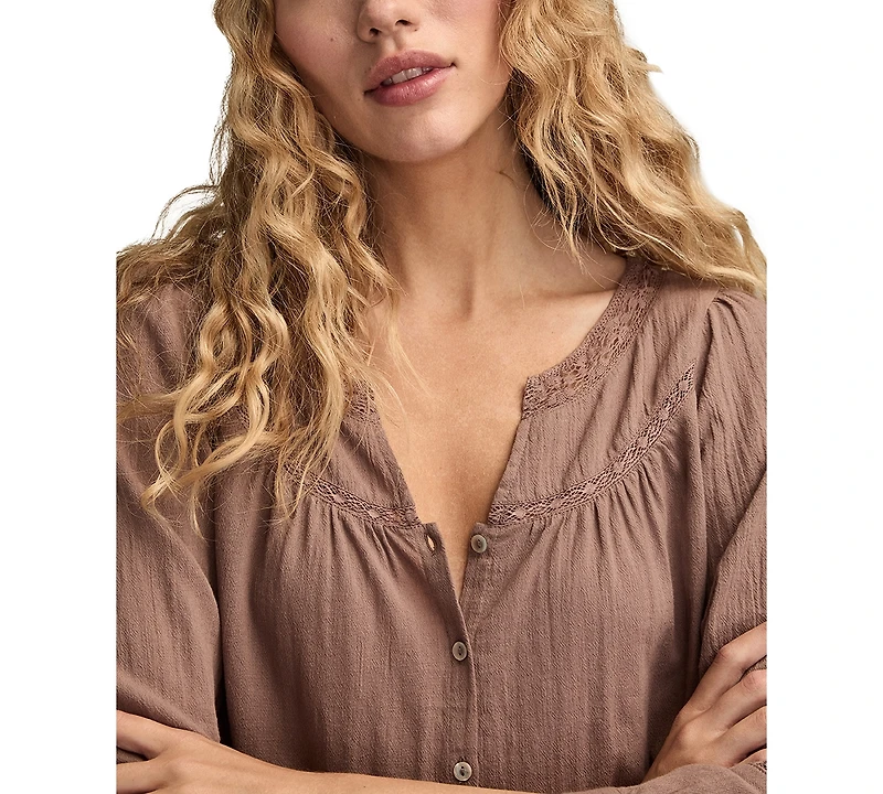 Lucky Brand Women's Lace Long-Sleeve Shirt