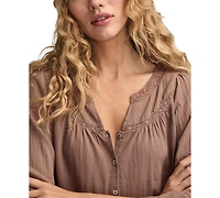 Lucky Brand Women's Lace Long-Sleeve Shirt