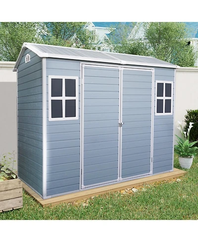 Streamdale 8x4 Outdoor Storage Shed - Double Door, Two Windows, Gray