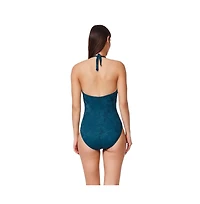 Profile by Gottex Women's Jolene Textured Deep V-Neck One-Piece Swimsuit