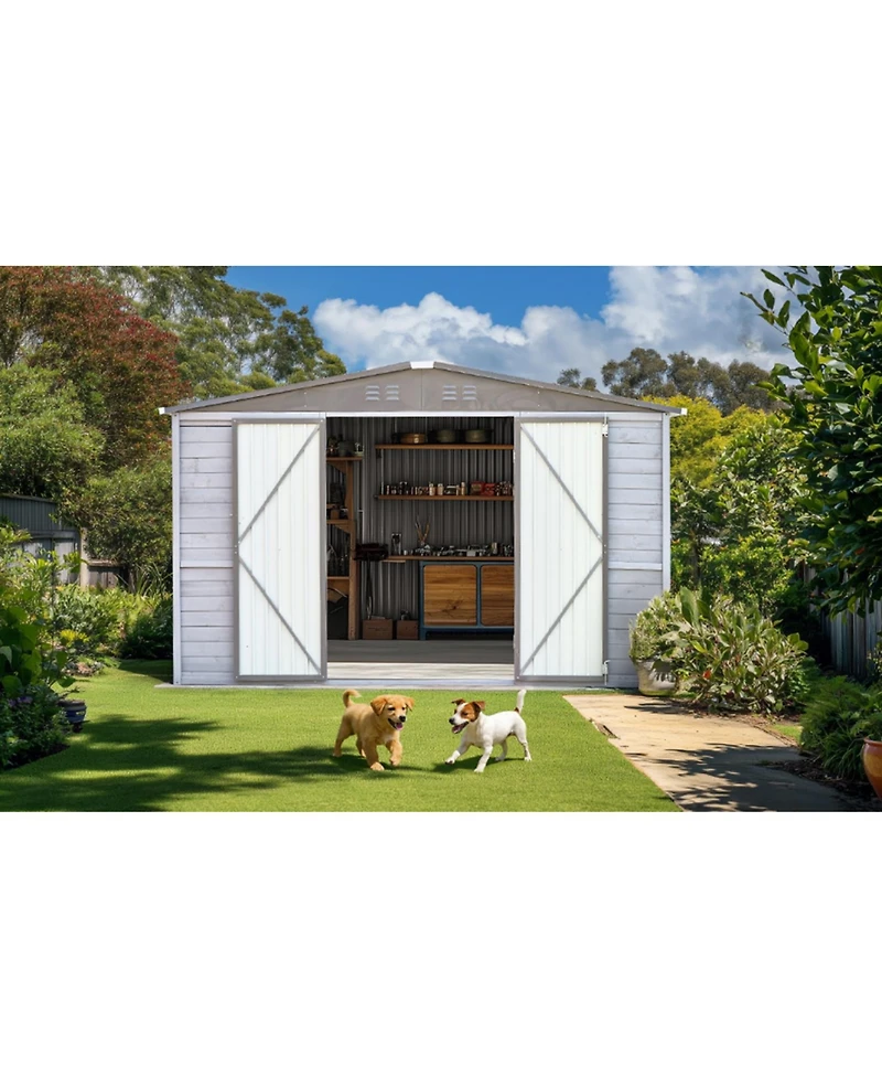 Streamdale Furniture 8x10FT Iron-Wood Tool Shed - Nature & Function