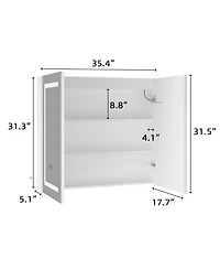 Bathroom Wall Cabinet with Mirror, Dimmable Lights, Frameless Surface Mount