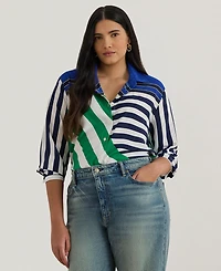 Lauren Ralph Plus Striped Long-Sleeve Shirt