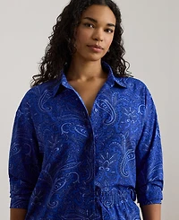 Lauren Ralph Plus Paisley Print Button-Down Shirt