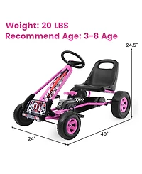 Sugift 4 Wheels Kids Ride On Pedal Powered Bike Go Kart Racer Car Outdoor Play Toy-Pink