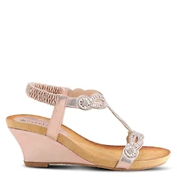 Patrizia Women's Shining Slip-On Wedge Sandals with Crystal Cut-Out Design