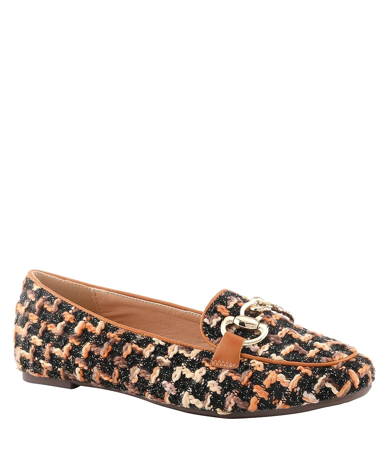 Patrizia Women's Knitknot Boucle Loafers with Chain Accent