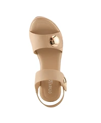 Patrizia Women's Dade Metallic Button Platform Sandals with Adjustable Straps