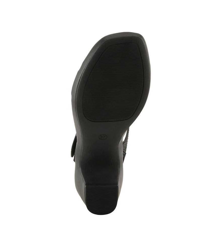 Patrizia Women's Yadiel Crystal Strap Low Block Heel Sandals