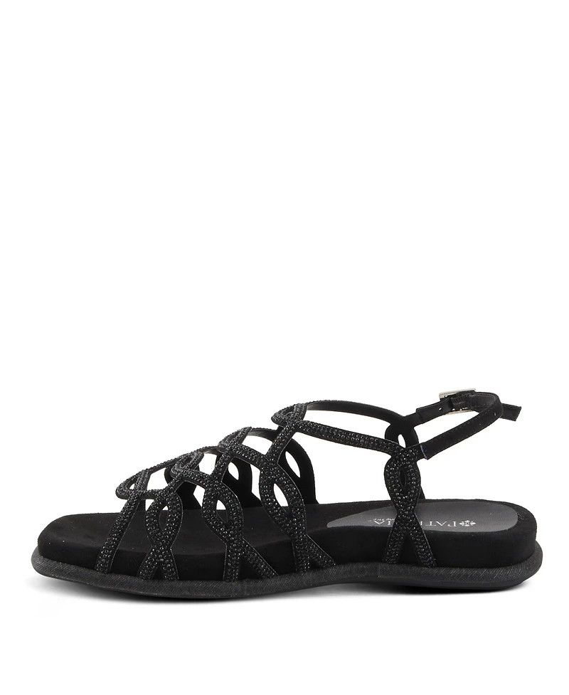 Patrizia Women's Glamgloss Rhinestone Interwoven Strap Flat Sandals
