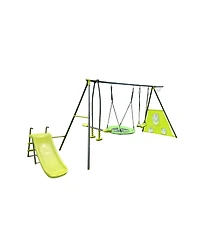 Streamdale Furniture Boys Saucer Swingset with Mini Slide for Outdoor Play