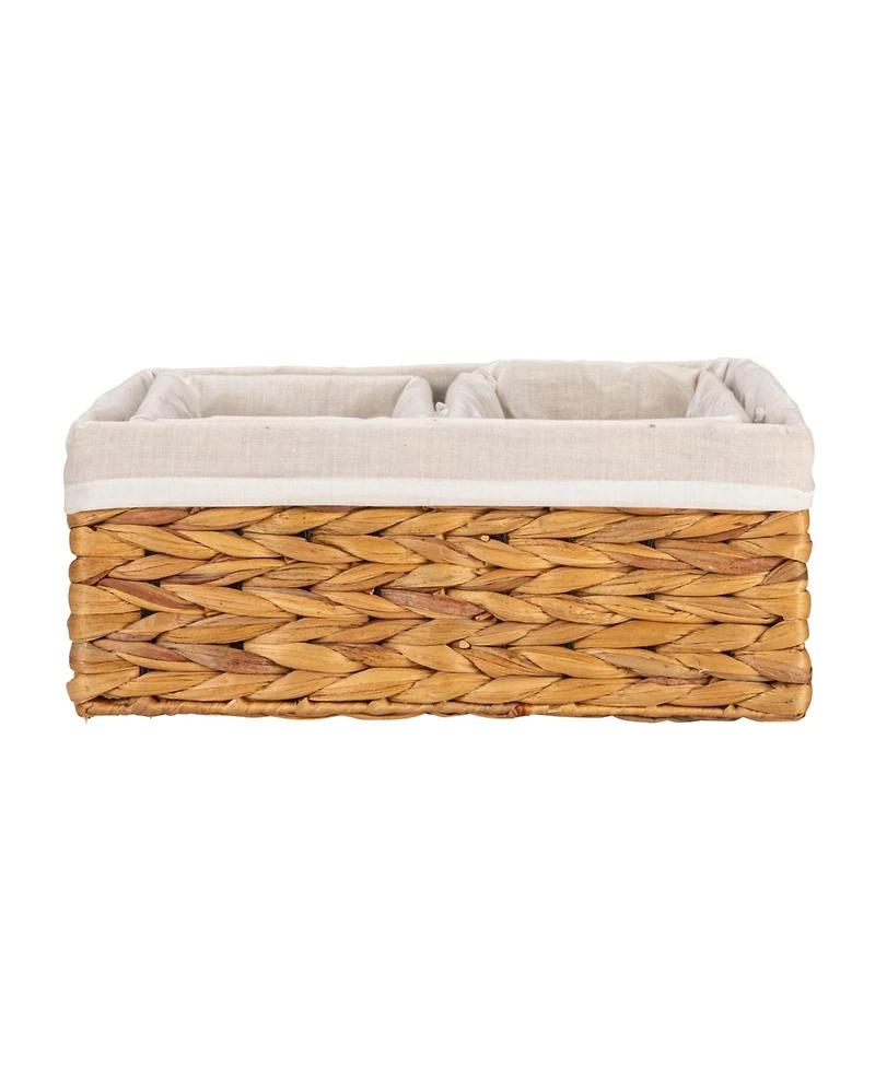 Household Essentials Wicker Basket Set, 3 Pieces, 1 Large and 2 Small Water Hyacinth Baskets