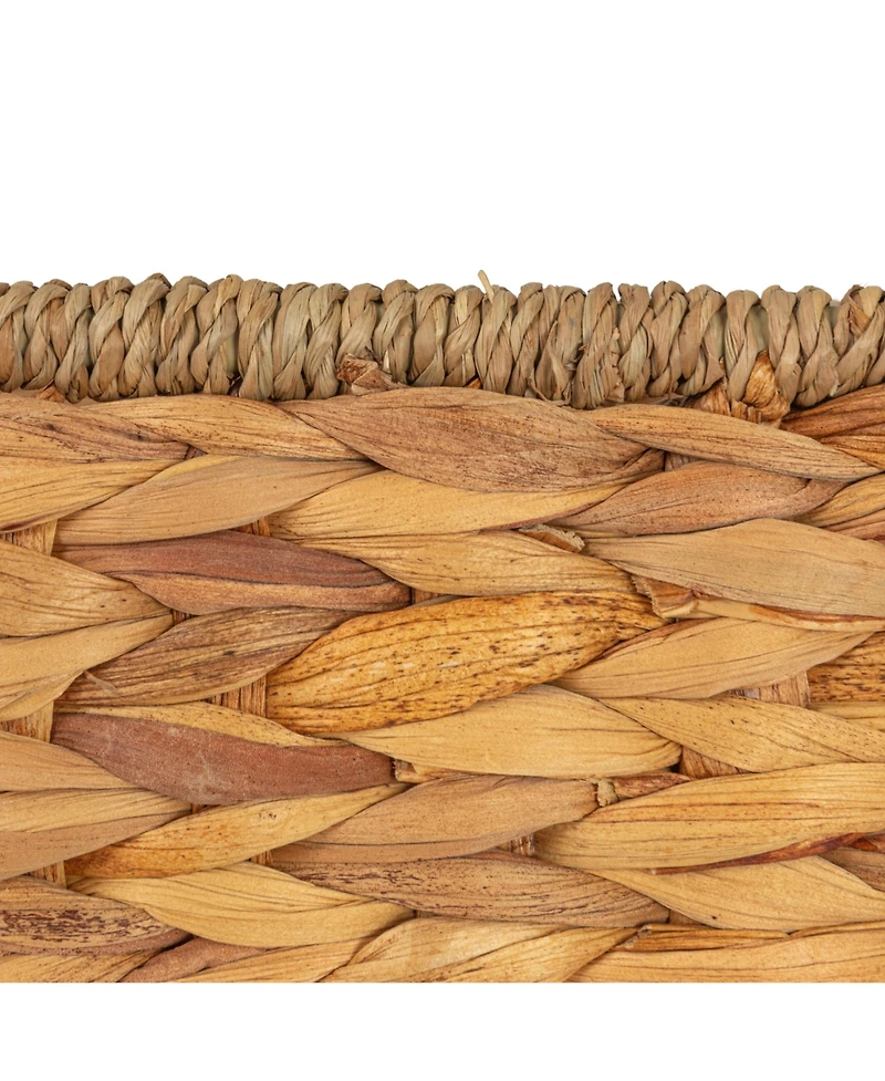 Household Essentials Rectangular Handwoven Water Hyacinth and Seagrass Basket with Handles, Natural