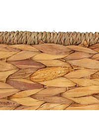 Household Essentials Rectangular Handwoven Water Hyacinth and Seagrass Basket with Handles, Natural