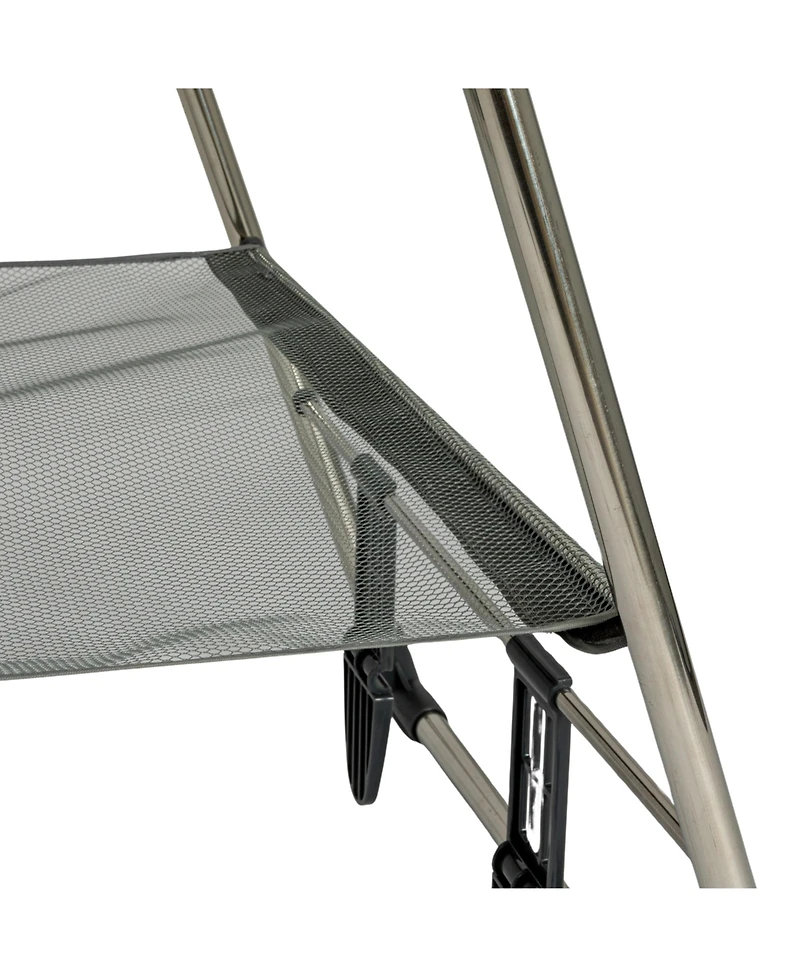 Household Essentials Multi Tier Stainless Steel Laundry Drying Rack with T Bar and Two Side Wings, Silver