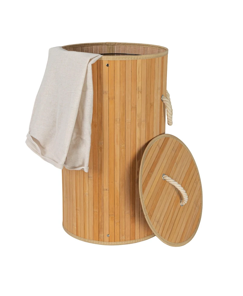 Household Essentials Bamboo Laundry Hamper with Rope Handles, 15-Gallons, Natural