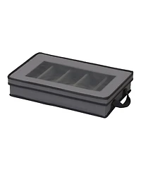 Household Essentials Windowed Flatware Storage Chest, Gray