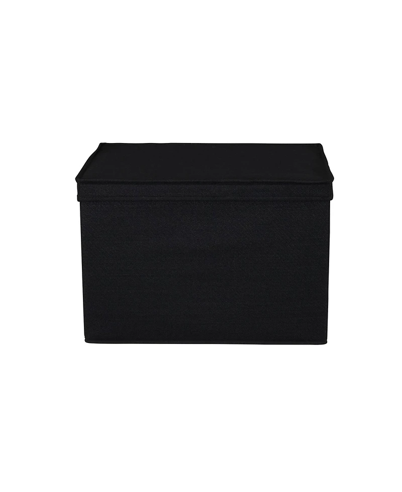 Household Essentials Wide Storage Box With Lid Box, 15"x15"x10", Black