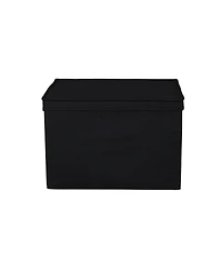 Household Essentials Wide Storage Box With Lid Box, 15"x15"x10", Black