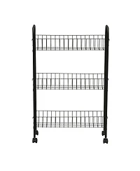 Household Essentials Slim Storage Cart, 3 Shelf Storage Cart with Wheels, Black