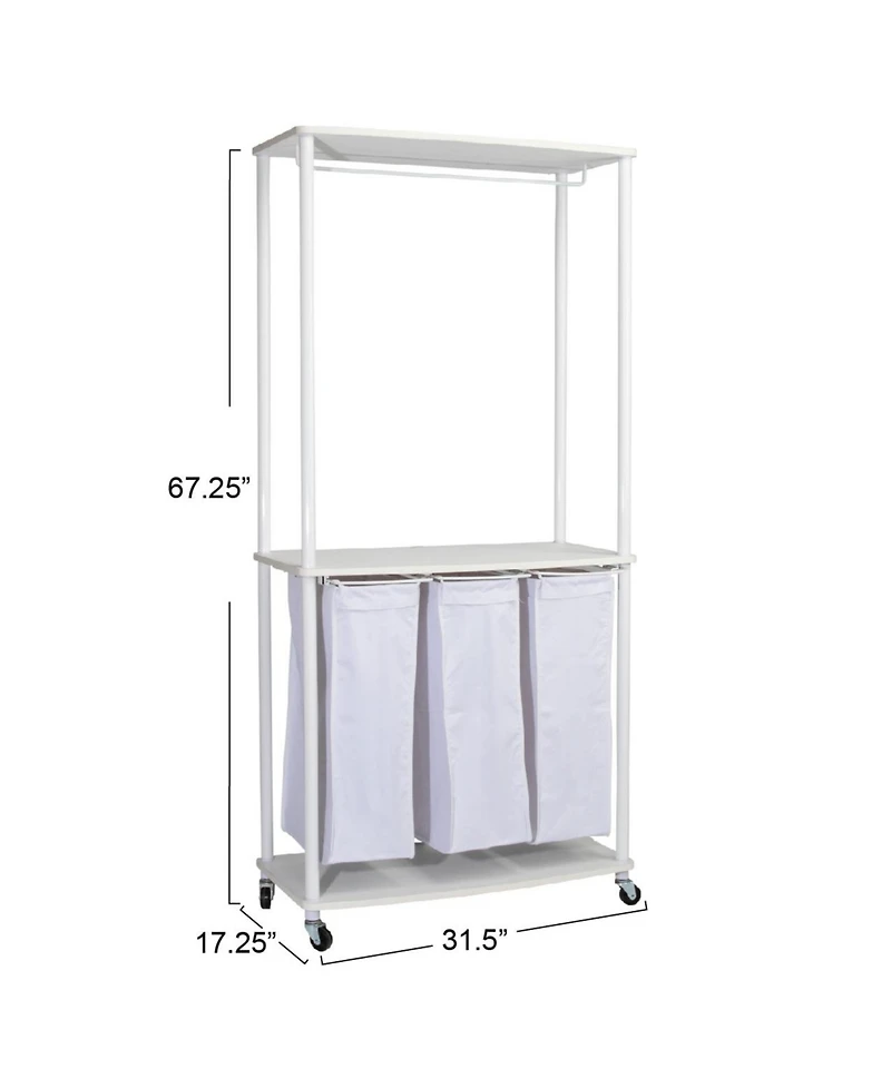 Household Essentials 3-Bag Laundry Center, White