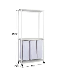 Household Essentials 3-Bag Laundry Center, White