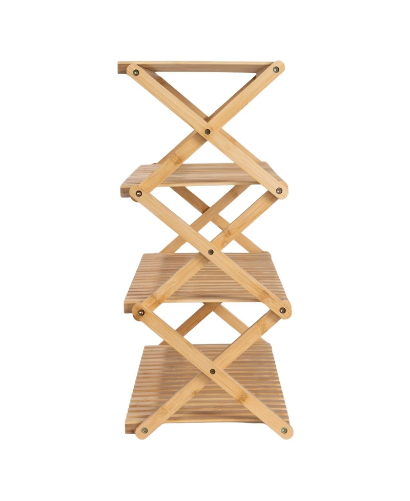 Household Essentials4-Tier Folding Shoe Rack, Natural