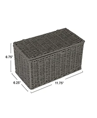 Household Essentials Small Handwoven Paper Rope Wicker Basket with Lid, Grey