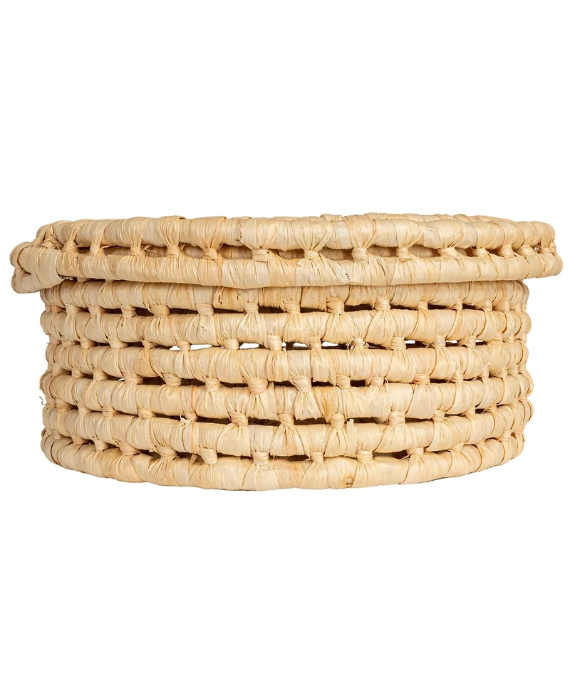 Household Essentials Handwoven Corn Leaf Nestable Baskets with Lids, Natural, Set of 2