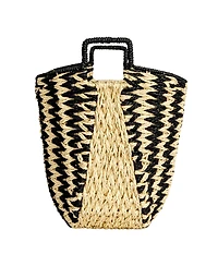Household Essentials Zigzag Woven Paper Rope Basket, Black and Natural