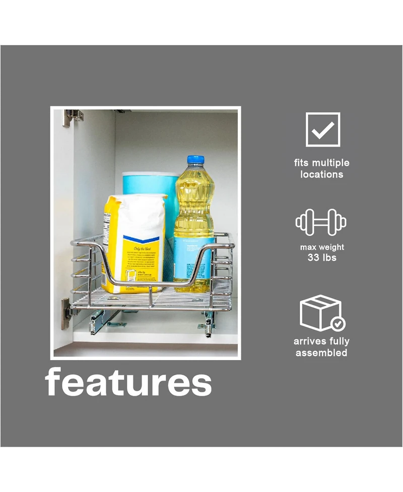 Household Essentials Glidez 14.5" W Chrome-Plated Steel Pull-Out Storage Organizer.