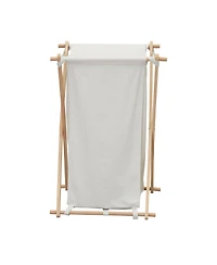 Household Essentials X-Frame Wood Laundry Hamper, Folding Wood Frame with Washable Poly-Cotton Bag