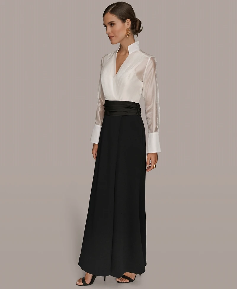 Donna Karan New York Women's V-Neck Long-Sleeve Maxi Dress