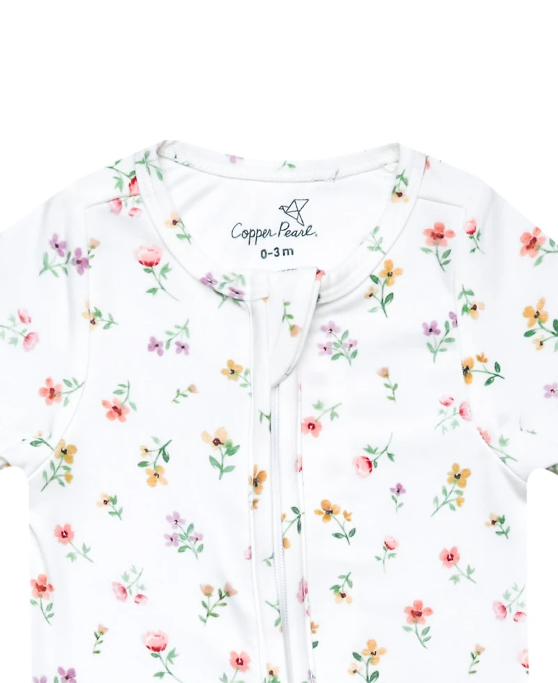 Copper Pearl Baby Girls' Eloise Printed Zip-Up Footed Pajamas