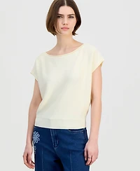 Ultra Flirt Juniors' Boat-Neck Cap-Sleeve Sweater