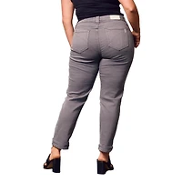 Slink Jeans Women's Color Mid Rise Boyfriend pants rolled 25.5" Inseam - Grey