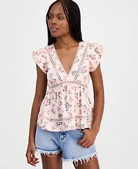 Self Esteem Juniors' Flutter-Sleeve Babydoll Top
