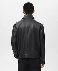 Mango Men's Leather Pockets Jacket