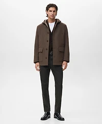 Mango Men's Hooded Wool Coat