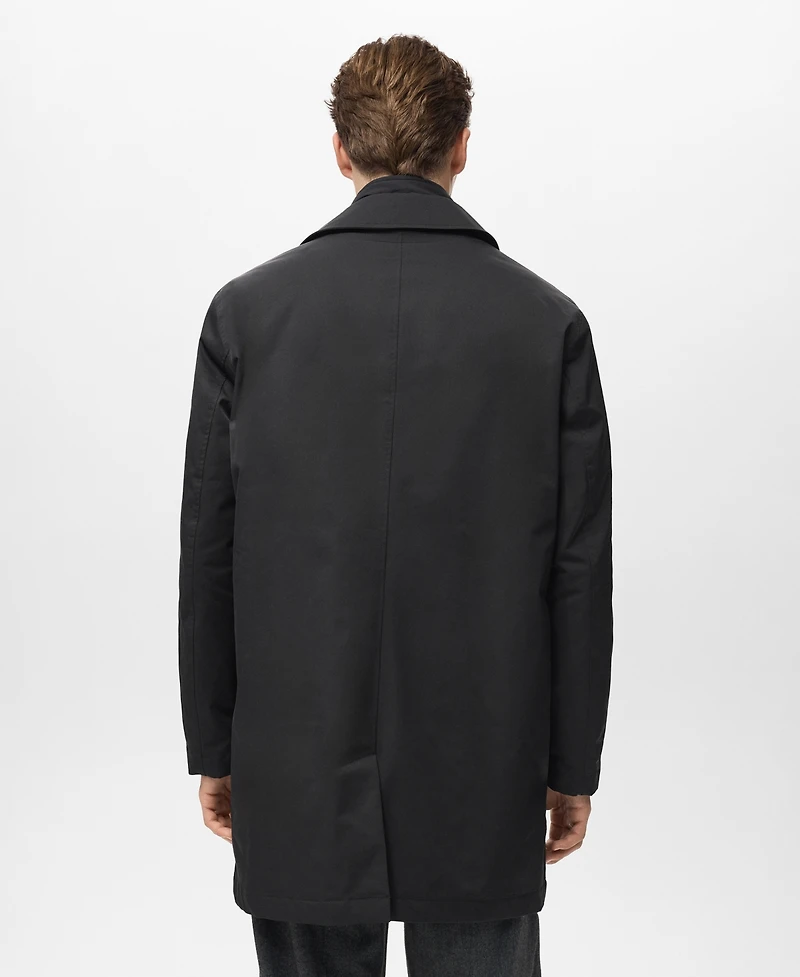 Mango Men's Quilted Water-Repellent Trench Coat