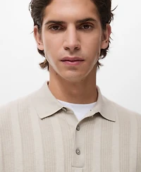 Mango Men's Ribbed Knitted Polo Sweater